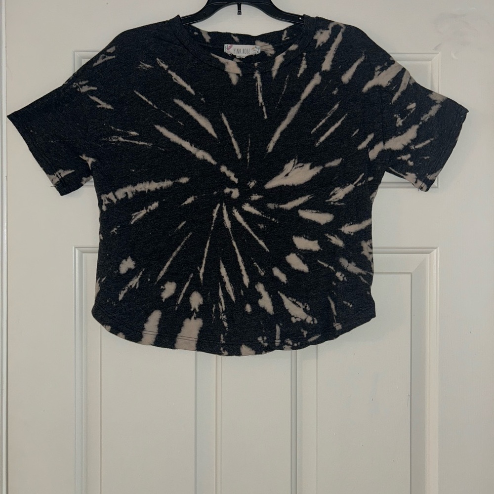 Tie-Dye Black and Cream Women's Crop Top